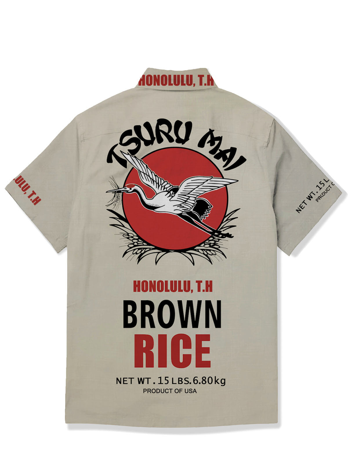 Yaikiki Vintage Rice Bag Tsuru Mai Hawaii Men's Shirt